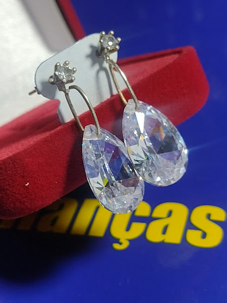 Brincos Prata 950 Pedra Zircônia 30 mm Peso 9.00 Gramas