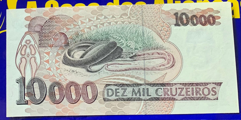 Cédula 10 Mil Cruzeiros Banco Central do Brasil Antigas Coleção