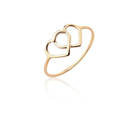 Anel com 1 ou 2 corações ouro 18 k 1 grama