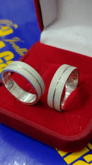 Alianças 8 mm Fosca com Risco Casal Prata 950 Namoro ,Compromisso, Noivado