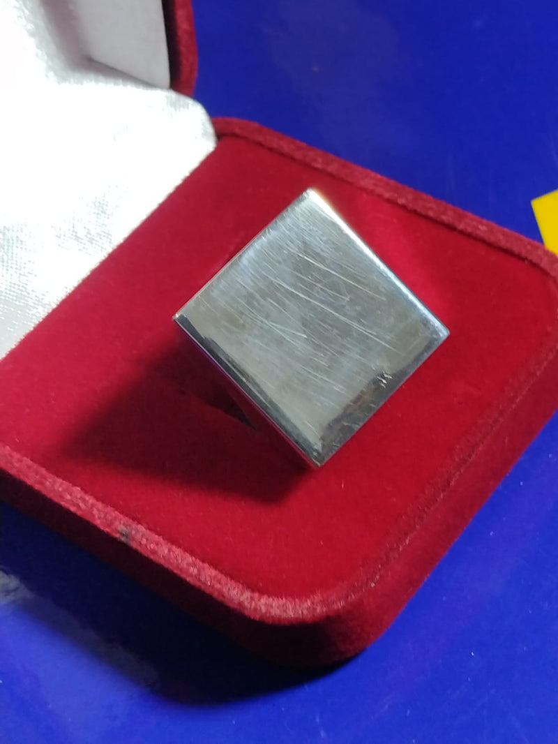 Anel Prata 950 Quadrado 20mm x 20 mm Liso