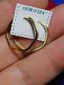 Brincos Argolas Sextavadas 23 mm Gotas Ouro 18 Kilates  1.90 Gramas