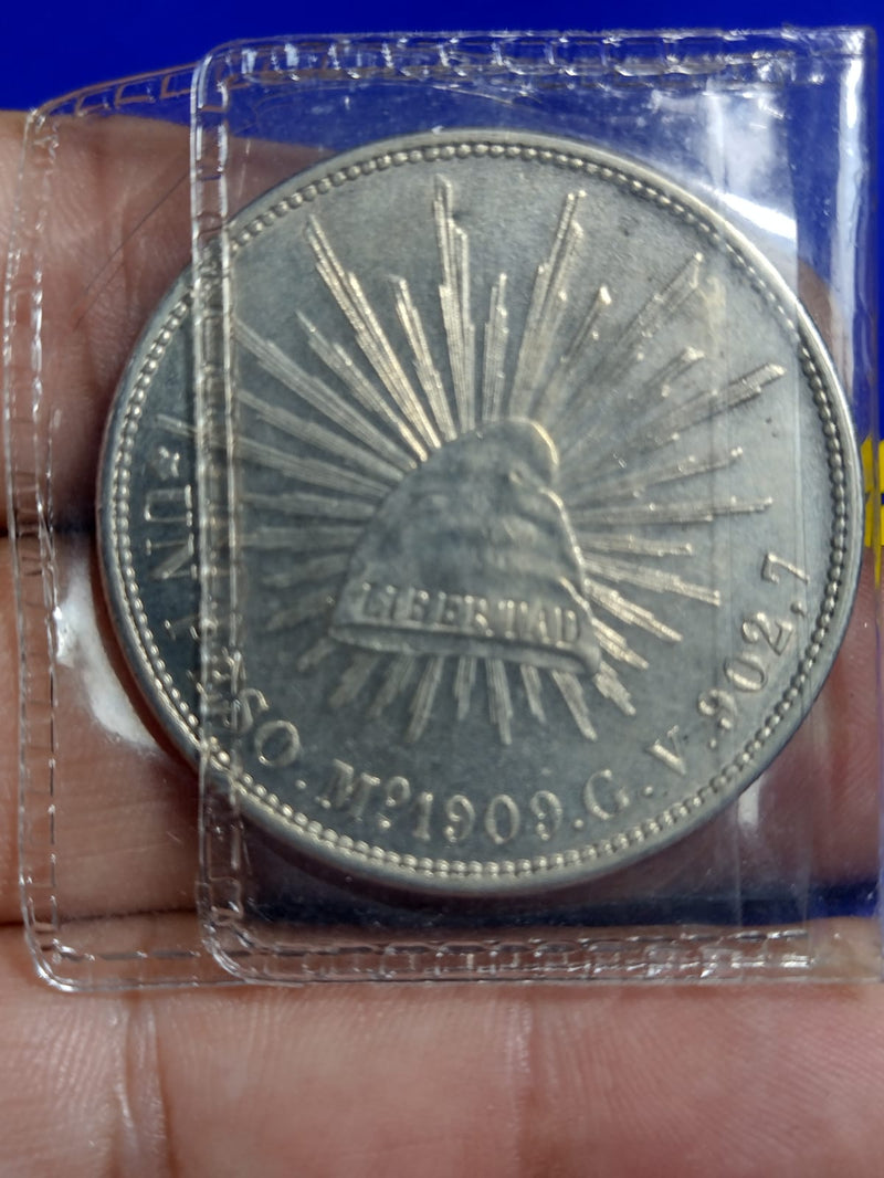 Moeda Do México Un Peso De 1909 peso 27.10 Gramas 39 mm