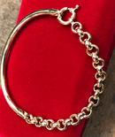 Bracelete Ouro18 kilates18 Gramas tubo 6 mm elos Português 7 mm Fecho Boia Grande