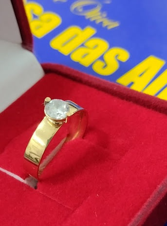 Anel Pedra 5 mm Zircônia Ouro 18 Kilates Maciço Peso 6,00 Gramas Aro 5 mm