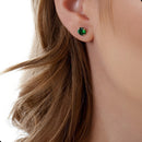 Par De Brincos Adulto De Zircônia Verde 7mm Em Ouro 18k