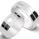 Alianças Prata 950 7 mm Com Coração Vazado