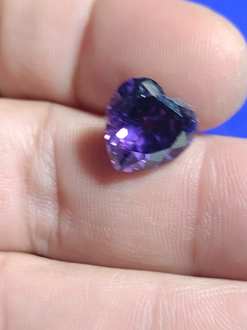 Pedra Zircônia Ametista Coração 12 mm  Peso 2.30 Gramas