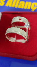 Alianças Namoro e Cmpromisso 6 mm Fosca Maciça Preata 950 Trio anel Solaitário