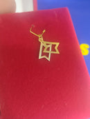 Pingente Estrela de Davi Dupla Ouro Amarelo e Branco Peso 0.30 Grama Ouro 18 Kilates 11 mm