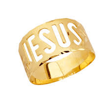 Anel Jesus Largo Ouro 18 Kilates Maciço Peso 4.00 Gramas 8 mm