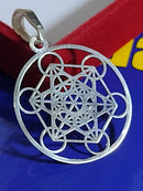 Pingente Cubo Metatron Merkabah Geometria Sagrada  Prata 950 de Lei 1.50 Gramas 22 mm