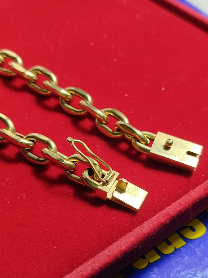 Pulseira Ouro 18 kilates Cadeado 13.00 gramas 8 mm 22 Cm  Fecho Gaveta