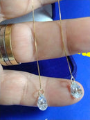 Brincos Coração Ouro 18 Kilates 10,50 Cm Pedra a Corrente de altura Pedra Zircônia 7 x 9 mm Peso 1.90 Gramas