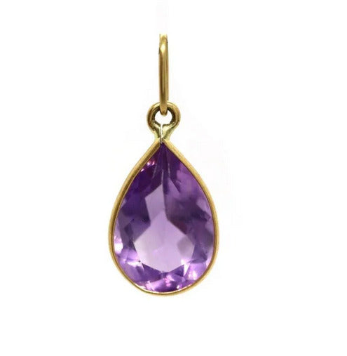 Pingente Pedra Lilas Zircônia Ouro 18 k Peso 1.30 Gramas 12 mm