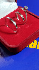 Alianças Casal Prata 950 Namoro ,Compromisso Noivado 2 mm e Anel Solitário