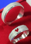 Alianças Prata Coração Namoro Compromisso Prata 950 de lei 5 mm