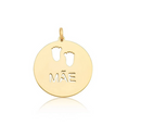 Pingente Coração Mãe e Pezinho Ouro 18 k Peso 0.50 Grama 12 mm