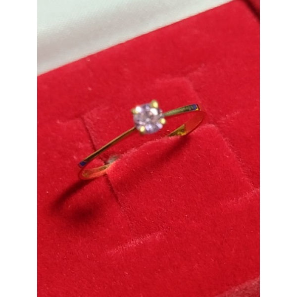 Anel solitário ouro 18 kilates 1,10 gramas pedra Zircônia 3 mm