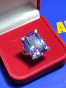 Anel  Grande Prata 950 Modelo Pedrão 15 mm x 12 mm Peso 12 Gramas Pedras de Todos Cores