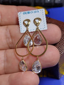 Brincos Moderno 50 mm Gotas Ouro 18 Kilates  4.80 Gramas