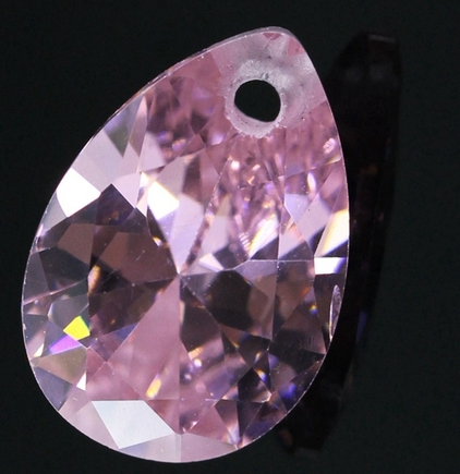 Pedra Zircônia Rosa Com Furo Para Pingente Anel Brincos 10 mm x 8 mm Rosa Alta Qualidade