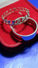 Alianças Prata Lançamento uma Lisa e outra com detalhes 5 mm Prata 950 de lei