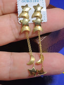 Brincos Moderno Estrelas e Luas  62 mm Gotas Ouro 18 Kilates  4.50 Gramas