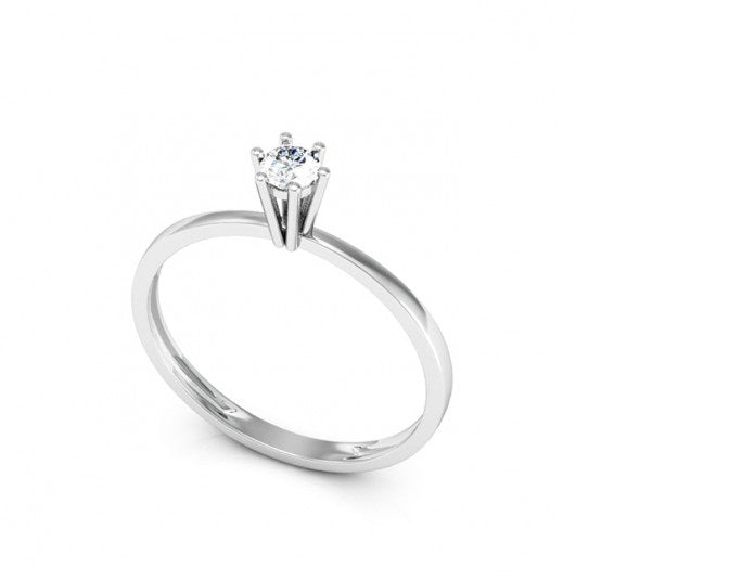 Anel de Prata Solitário Zircônia 4 mm mais Caixinha flor