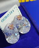 Brincos Ouro 18 Kilates Pedra Zicônia Peso 8.00 Gramas 20 x 13 mm
