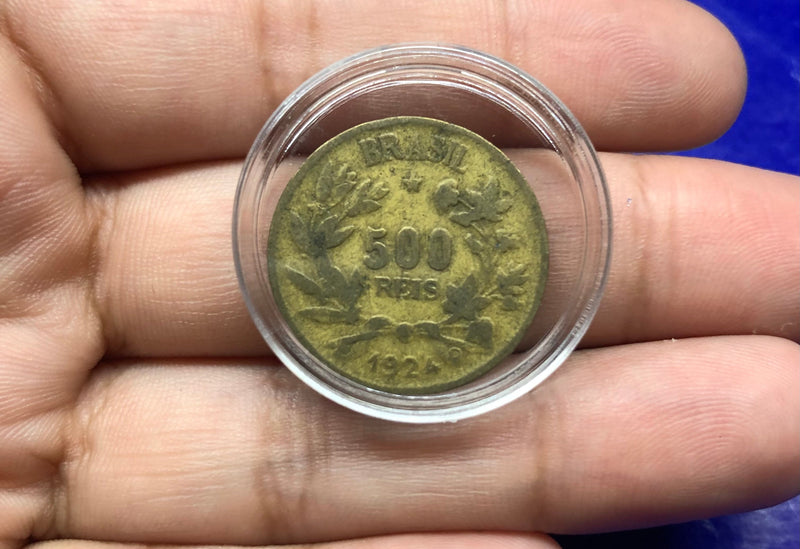 Moeda 500 Reis 1924 na Cápsula Nova para Coleção