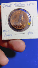 Moeda Half Penny 1970, Reino Unido 25.5 mm
