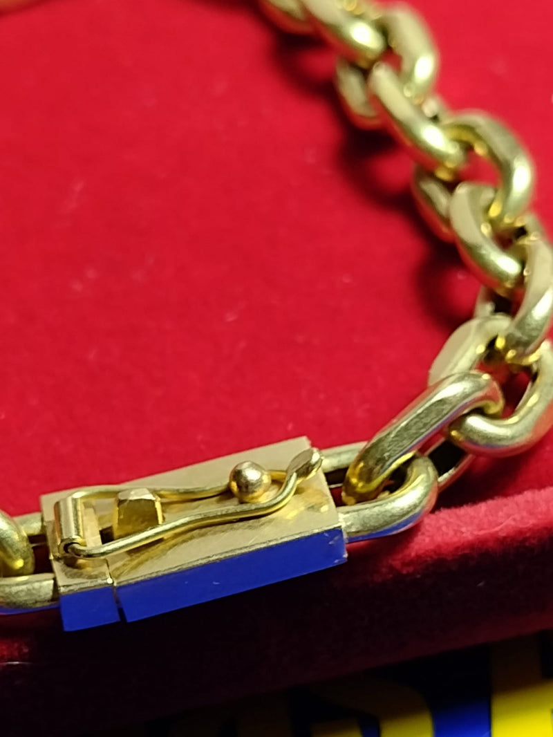 Pulseira Ouro 18 kilates Cadeado 13.00 gramas 8 mm 22 Cm  Fecho Gaveta