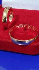 Par Casal  Alianças Maciça Tradicional Boleadas lisas Namoro Ouro 18 kilates Noivado 5 mm 8 Gramas