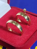 Trio Alianças Ouro 18 kilates 4.50 Grama 4 mm mais anel Solitário