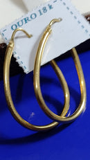 Brinco Tubo Ouro 18 Kilates 2.60 Grama Oval 30 x 20 mm 15 mm Oco Grande