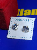 Brincos 6mm Zircônia Ouro 18 Kilates  1.00 Grama