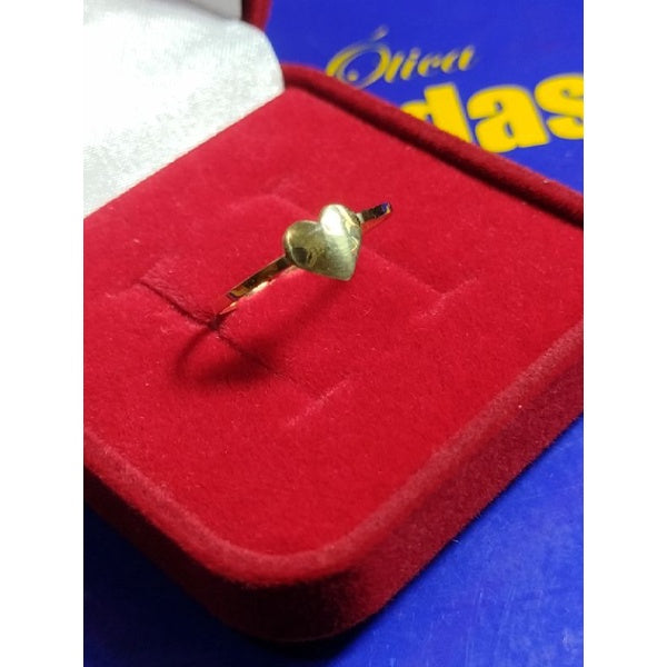 Anel ouro 18 kilates 0.60 gramas aro 1 m coração 6 mm Maciço