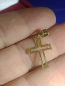Pingente 21 mm  Vazada Cruz Ouro 18 Kilates 1.20 Gramas Maciça