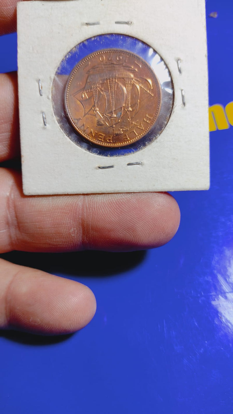 Moeda Half Penny 1970, Reino Unido 25.5 mm