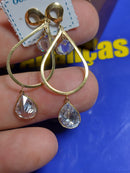 Brincos Moderno 50 mm Gotas Ouro 18 Kilates  4.80 Gramas