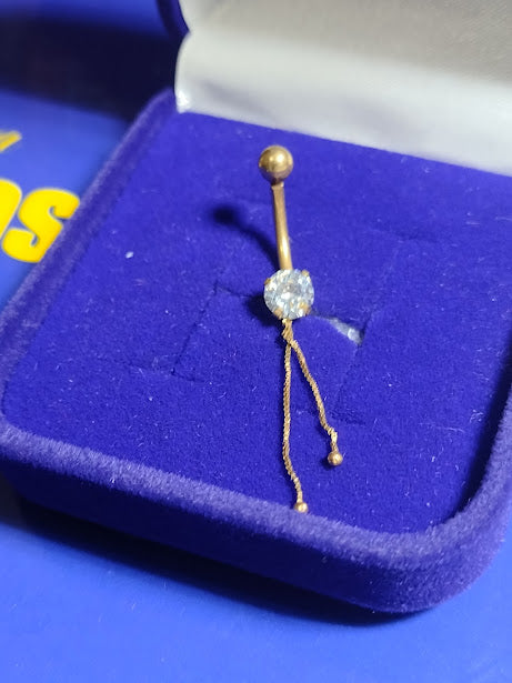 Piercing de Ouro 18k Umbigo Pedra Zircônia Peso 0.80 Grama