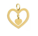 Pingente dois Coração Ouro 18 k Peso 0.60 Grama 10 mm
