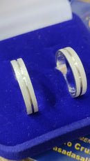 Alianças Namoro Prata 950  Namoro e Cmpromisso 4 mm Fosca com Risco Maciça