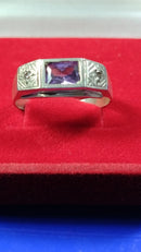 Anel Formatura Masculino Prata 950 Pedra 6 x 4 mm Zircônia Todas formaturas e cursos Maciço Topo 7 mm