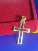 Pingente 21 mm  Vazada Cruz Ouro 18 Kilates 1.20 Gramas Maciça