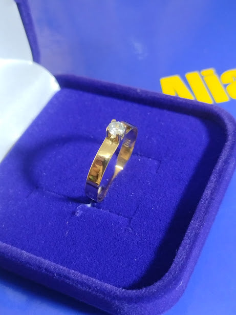 Anel Ouro 18 kilates Casamento Noivado Compromisso 2.10 Gramas Pedra Zircônia 3 mm