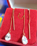 Brincos Coração Ouro 18 Kilates 10,50 Cm Pedra a Corrente de altura Pedra Zircônia 7 x 9 mm Peso 1.90 Gramas