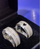 Alianças Coração Fosca com Risco Prata 950 Namoro 7 mm