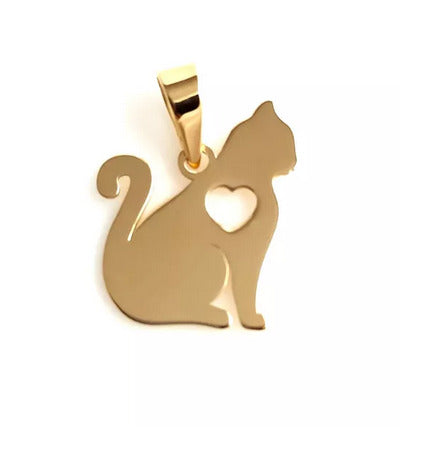 Pingente Gato Ouro 18 k Peso 2.20 Gramas 25 mm